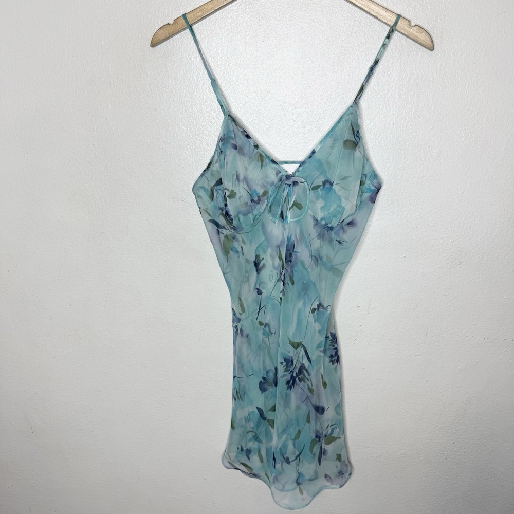 Marilyn Monroe By Warners‎ Sheer Blue Floral Fairycore Chemise Womens Medium
